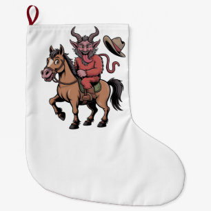 Funny Krampus Christmas Evil Santa Cowboy Western Large Christmas Stocking