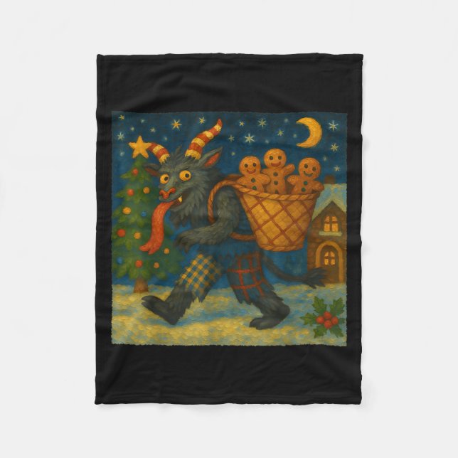 Funny Krampus Gingerbread Night Festive Creepy Hol Fleece Blanket (Front)