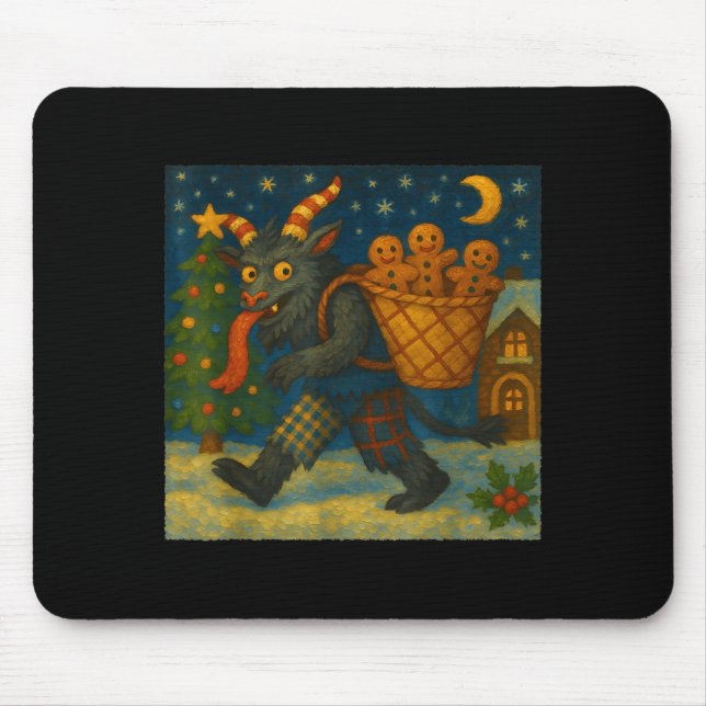 Funny Krampus Gingerbread Night Festive Creepy Hol Mouse Mat (Front)