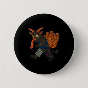Funny Krampus Gingerbread Yarn Art Creepy Holiday 6 Cm Round Badge