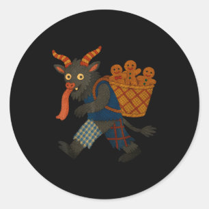 Funny Krampus Gingerbread Yarn Art Creepy Holiday  Classic Round Sticker