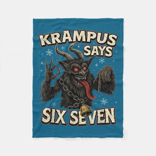 Funny Krampus Says Six Seven 6 7 Meme Christmas Ho Fleece Blanket (Front)