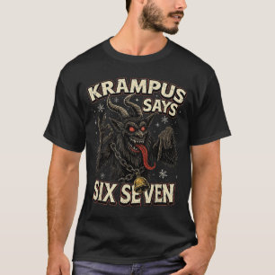 Funny Krampus Says Six Seven 6 7 Meme Christmas Ho T-Shirt