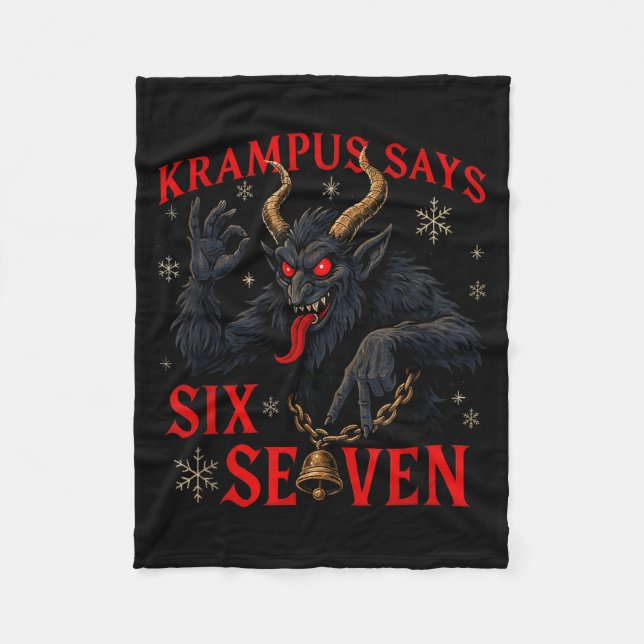 Funny Krampus Says Six Seven 6 7 Meme Christmas Xm Fleece Blanket (Front)