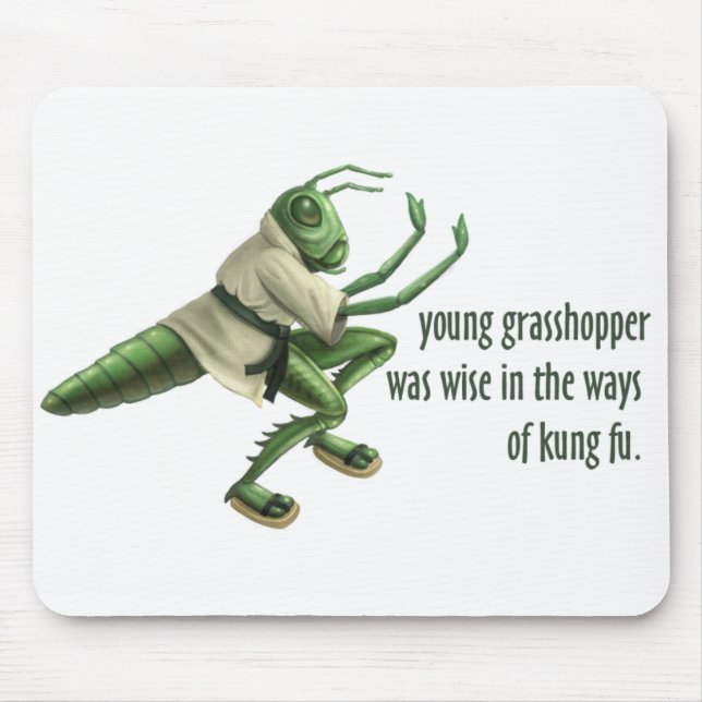 Funny Kung Fu Grasshopper Mouse Mat (Front)