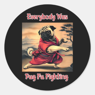 Funny Kung Fu Pug Cute Karate Pug Humourous Dog Te Classic Round Sticker