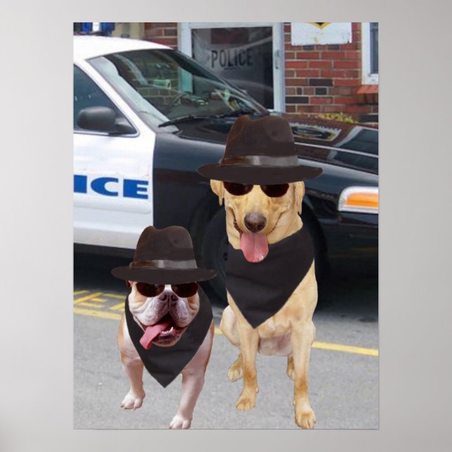 Funny Lab and Bull Dog Poster (Front)