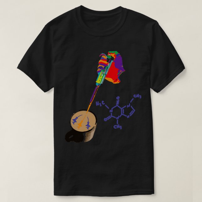 Funny Lab Tech Chemistry Caffeine Pipette T-Shirt (Design Front)