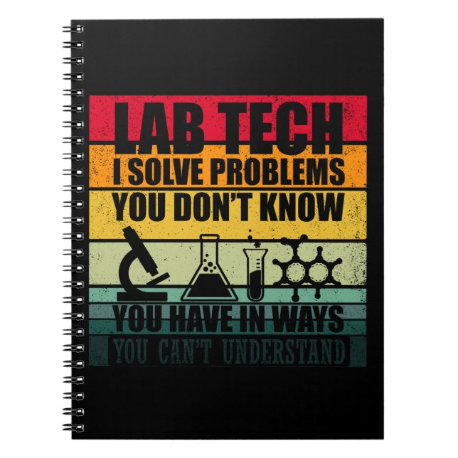 Funny lab tech quotes laboratory technician humour notebook (Front)