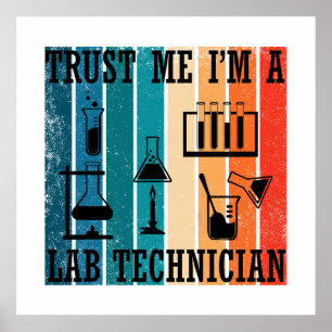 Funny lab tech vintage laboratory technician humou poster