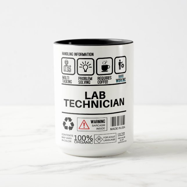 Funny Lab Technician Handling Information Mug (Center)