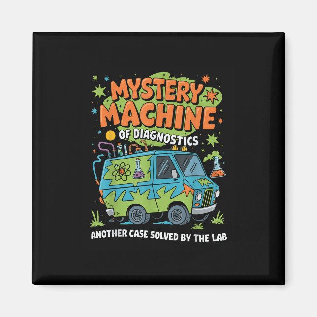 Funny Lab Week 2025 Retro Mystery Machine Of Diagn Magnet (Front)