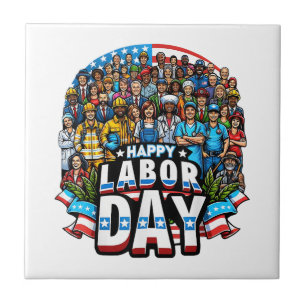 Funny Labour Day Happy American Labour Day Tile