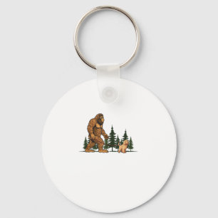 Funny Labradoodle Bigfoot Dog Walking Dog Mum Dad  Key Ring