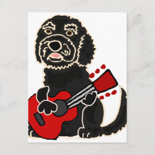 Funny Labradoodle Playing Guitar Postcard