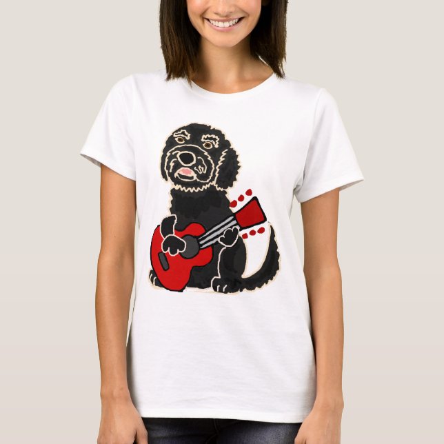 Funny Labradoodle Playing Guitar T-Shirt (Front)