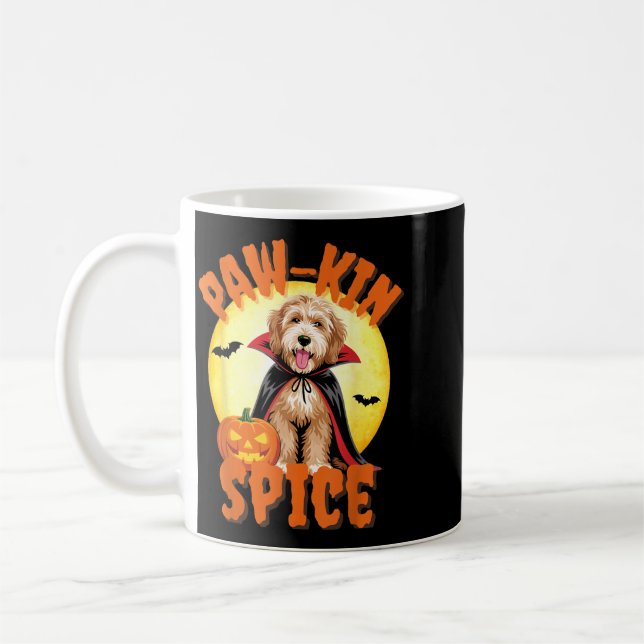Funny Labradoodle Pumpkin Halloween Dog Lover Coffee Mug (Left)