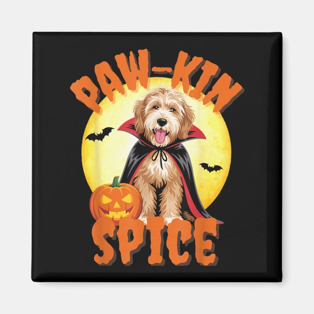 Funny Labradoodle Pumpkin Halloween Dog Lover Magnet (Front)