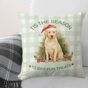 Funny Labrador Begging for Treats Christmas Cushion