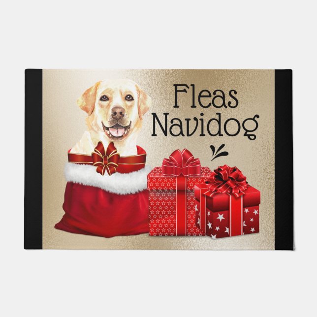 Funny Labrador Christmas fleas navidog gifts Doormat (Front)