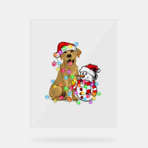 Funny Labrador Dog Christmas Tee Snowman Xmas Ligh Acrylic Sign