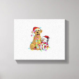Funny Labrador Dog Christmas Tee Snowman Xmas Ligh Canvas Print