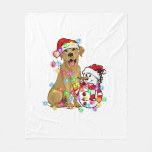 Funny Labrador Dog Christmas Tee Snowman Xmas Ligh Fleece Blanket
