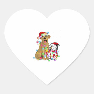 Funny Labrador Dog Christmas Tee Snowman Xmas Ligh Heart Sticker