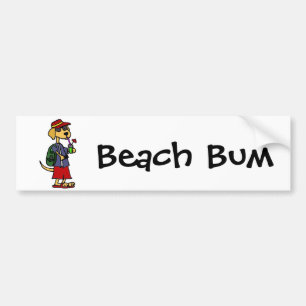 Funny Labrador Retriever at the Beach Cartoon Bumper Sticker
