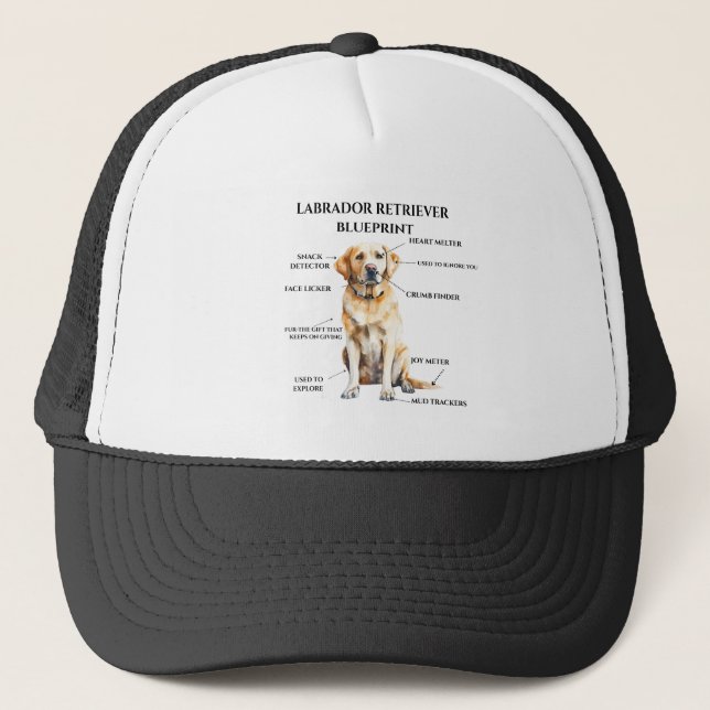 Funny Labrador Retriever  Blueprint Trucker Hat (Front)