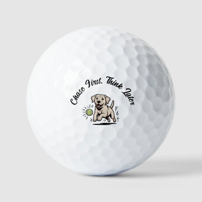 Funny Labrador Retriever “Chasing Mode” Cartoon  Golf Balls (Front)