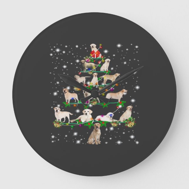 Funny Labrador Retriever Christmas Tree Classic T- Large Clock (Front)
