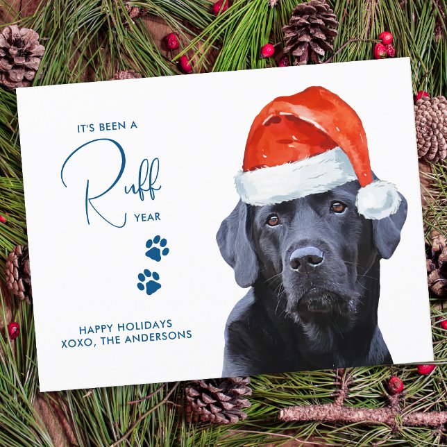 Funny Labrador Retriever Cute Dog Lover Ruff Year  Holiday Card (Creator Uploaded)