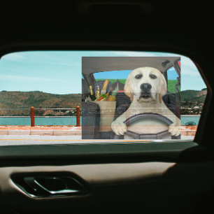 Funny Labrador Retriever Dog Driving Car Sun Shade Window Cling