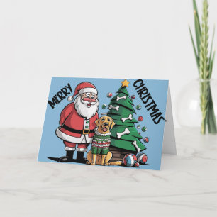 Funny Labrador Retriever Dog with Santa Claus Art Card