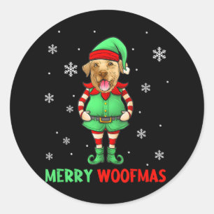 Funny Labrador Retriever Elf Merry Woof Mas Classic Round Sticker