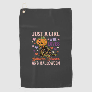 Funny Labrador Retriever Halloween Pumpkin Dog Golf Towel