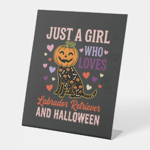Funny Labrador Retriever Halloween Pumpkin Dog Pedestal Sign