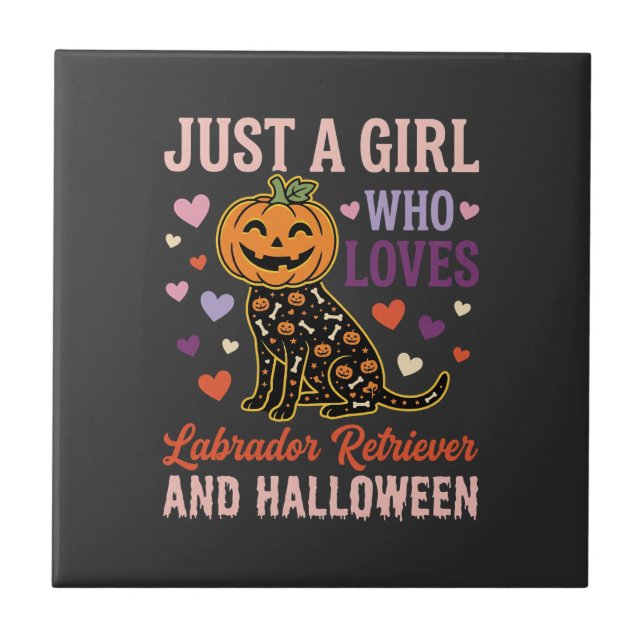 Funny Labrador Retriever Halloween Pumpkin Dog Tile (Front)