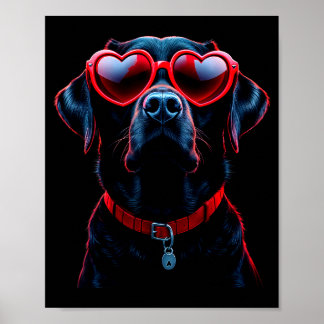 Funny Labrador Retriever Heart Gles Dog Valentine’ Poster