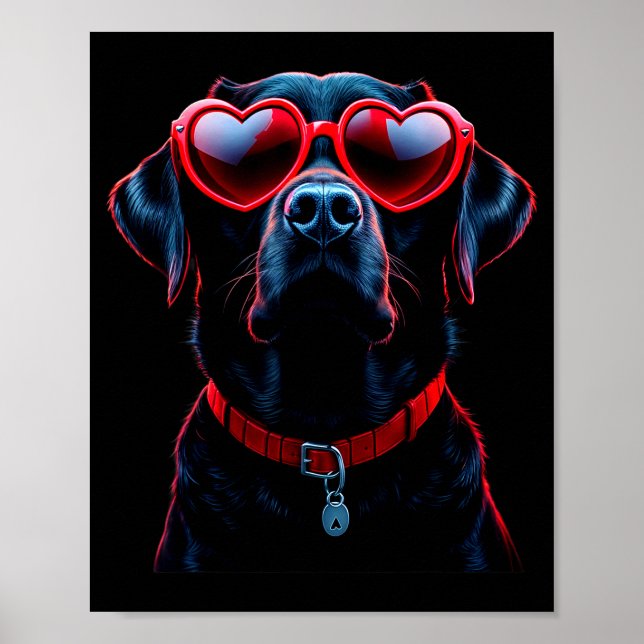 Funny Labrador Retriever Heart Gles Dog Valentine’ Poster (Front)