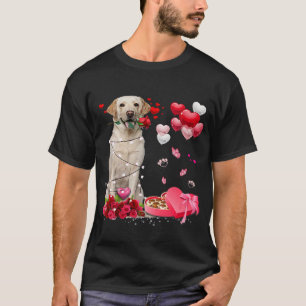 Funny Labrador Rose Heart Happy Valentine Day Dog  T-Shirt
