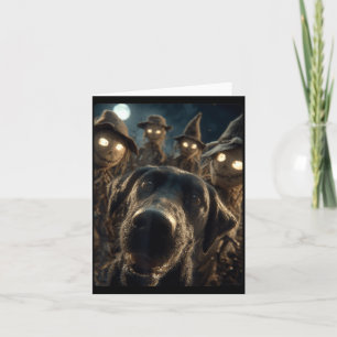 Funny Labrador Selfie With Scarecrows Spooky Card