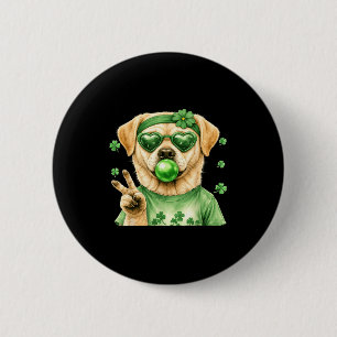 Funny labrador st patricks day luck irish shamrock 6 cm round badge