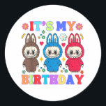 Funny Labubu Birthday Tee Girls Kids Labubu Bday D Classic Round Sticker<br><div class="desc">Funny Labubu Birthday Tee Girls Kids Labubu Bday Decoration</div>