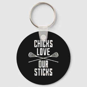 Funny Lacrosse Chicks Love Our Sticks Lax Saying T Key Ring