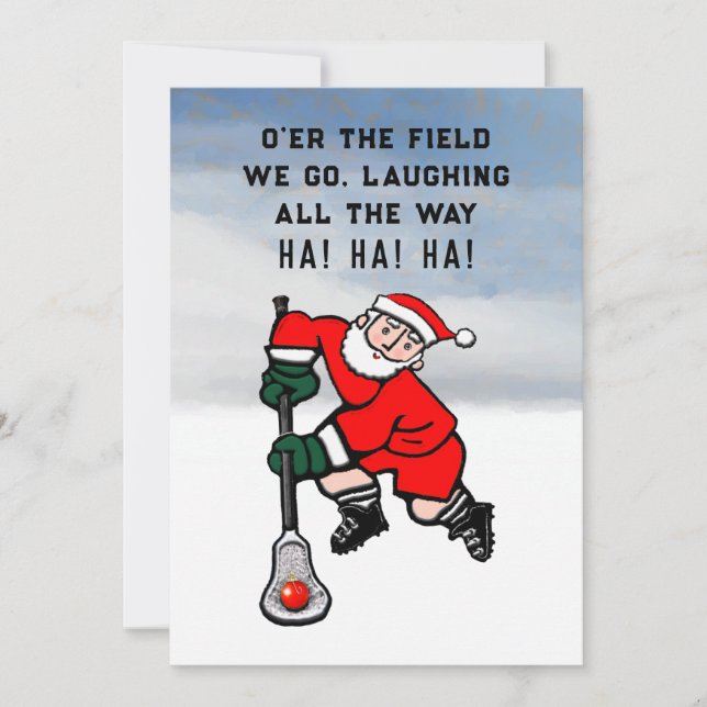 Funny Lacrosse Christmas Holiday Card (Front)