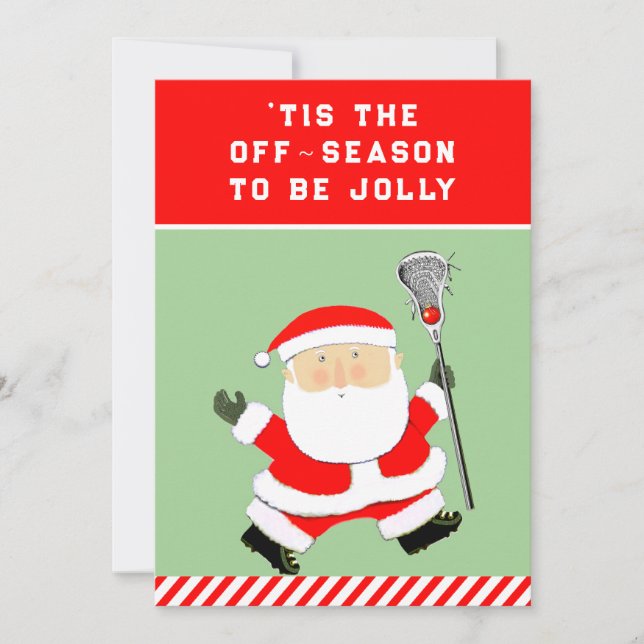 Funny Lacrosse Christmas Holiday Card (Front)