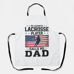 Funny Lacrosse Dad American Flag Vintage Shirt Des Apron