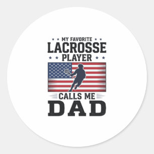 Funny Lacrosse Dad American Flag Vintage Shirt Des Classic Round Sticker